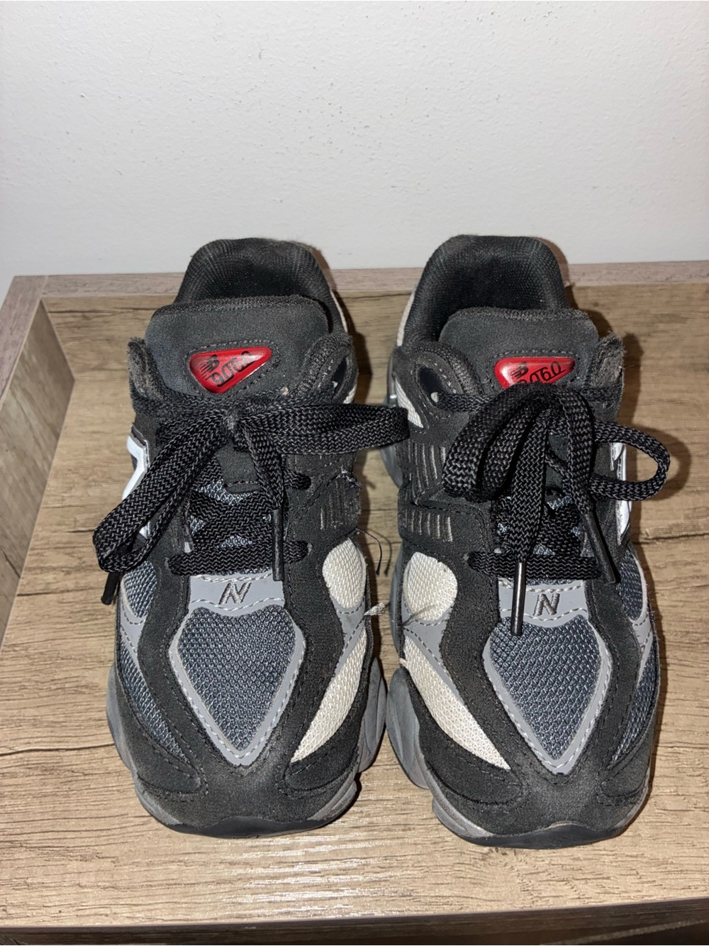 New Balance Kids Sneakers in Black, Gray, White with Red Accents